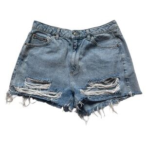 Topshop Light Blue Distressed Denim Jean Shorts
